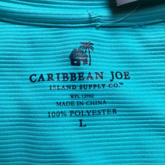 Caribbean Joe Teal Polyester Short Sleeved Top, EUC, L - Picture 6 of 11